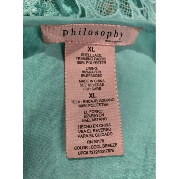 PHILOSOPHY REPUBLIC CLOTHING Lace Overlay Top Green Size XL - Picture 6 of 6